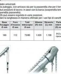Gruetta telescopica lega leggera max 280kg - Coppia - Osculati