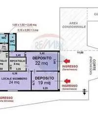 Deposito con più locali in strada di passaggio